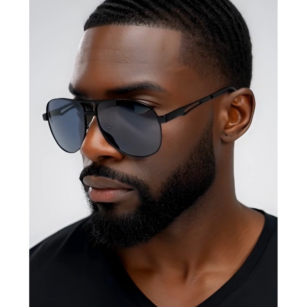 Sunglasses Black Metal Frame Dark Lenses Driving Hip Hop Designer Men Shades New